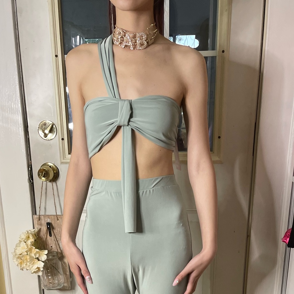 Ellie Sage One Shoulder Slinky Bralet by missy empire - Picture 2 of 3